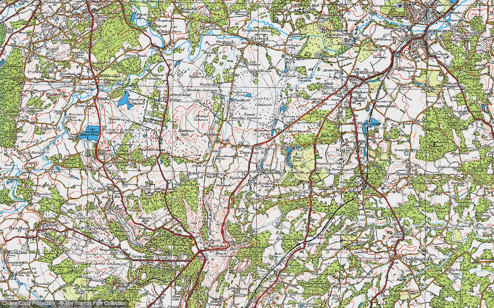 Old Map of Thursley, 1919 in 1919