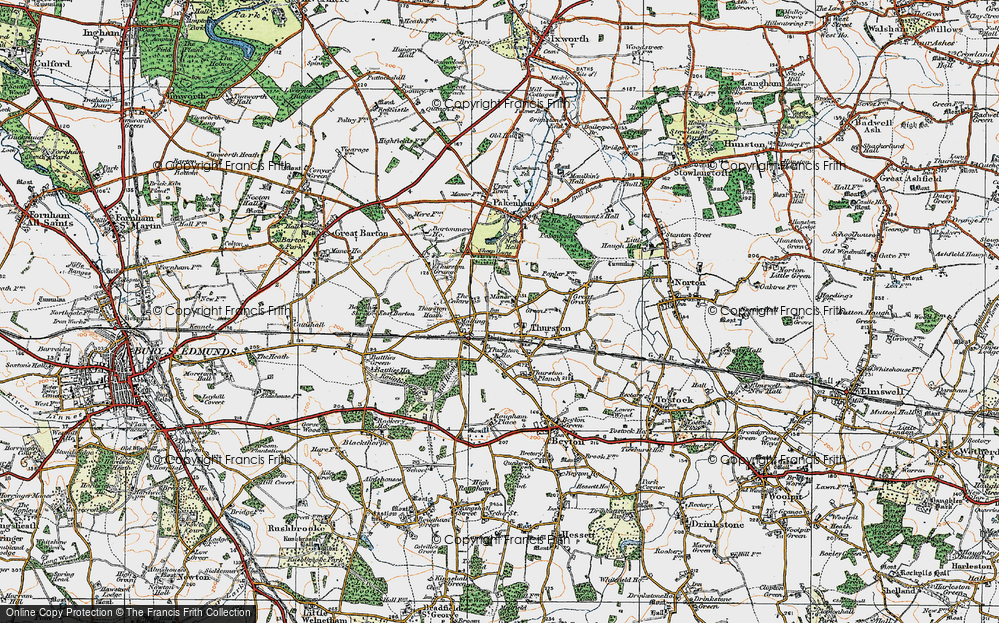 Old Map of Historic Map covering Thurston Ho in 1921