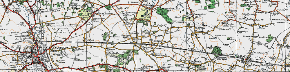 Old map of Thurston in 1921