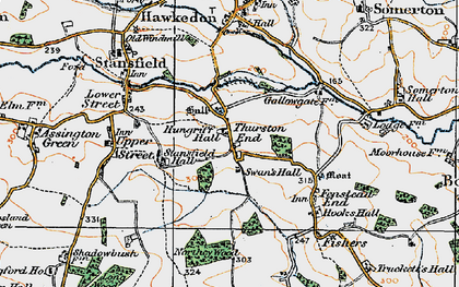 Old map of Thurston End in 1921