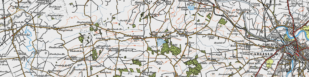 Old map of Thurstonfield Lough in 1925