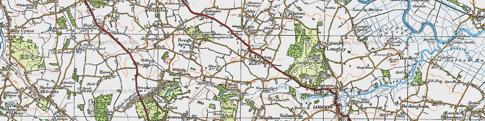 Old map of Thurton in 1922