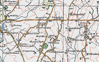 Old map of Thurvaston in 1921