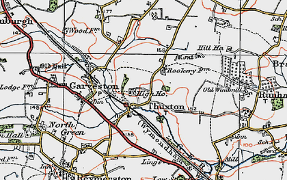 Old map of Thuxton in 1921