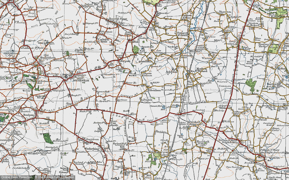 Old Map of Tibenham, 1921 in 1921