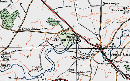 Old map of Tickencote in 1922