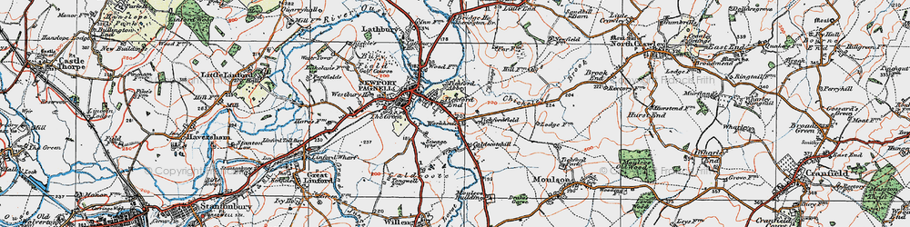 Old map of Tickford End in 1919