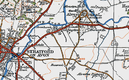 Old map of Tiddington in 1919