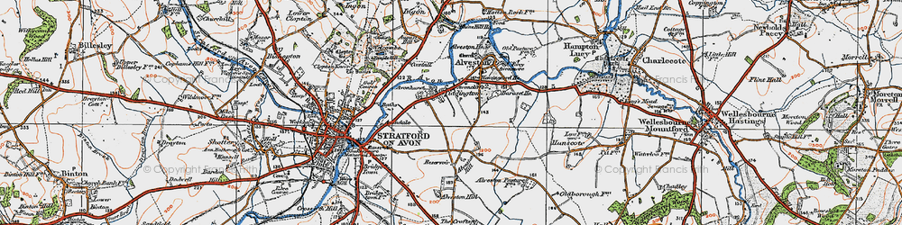 Old map of Tiddington in 1919