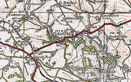 Old map of Tideford in 1919