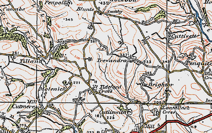 Old map of Tideford Cross in 1919