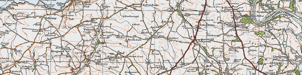 Old map of Tiers Cross in 1922