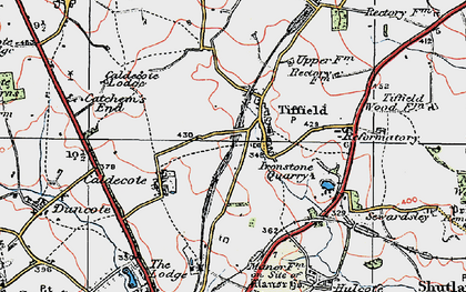 Old map of Tiffield in 1919