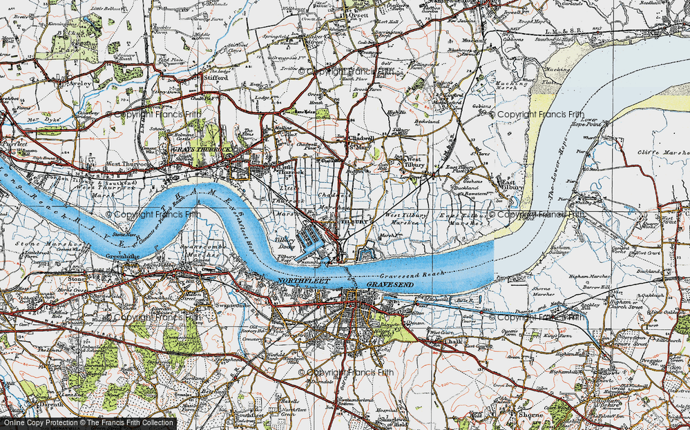 Old Map of Tilbury, 1920 in 1920