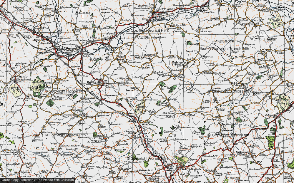 Old Map of Tilbury Juxta Clare, 1921 in 1921