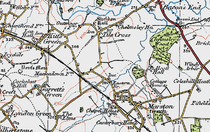 Old map of Tile Cross in 1921