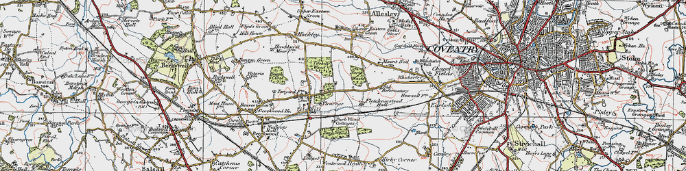 Old map of Tile Hill in 1921