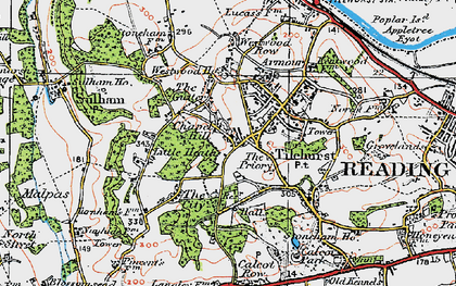 Old map of Tilehurst in 1919