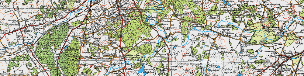 Old map of Tilford Reeds in 1919