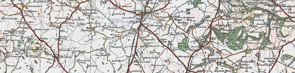 Old map of Tilley Green in 1921
