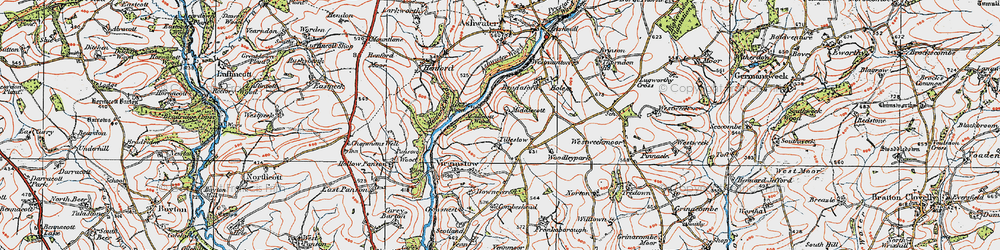 Old map of Ashwater Wood in 1919