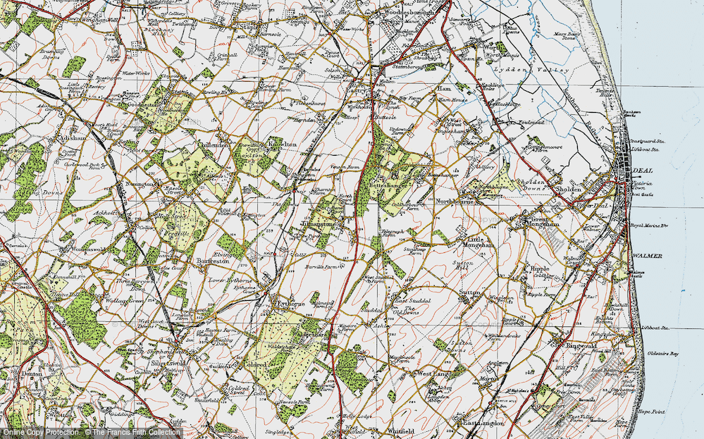 Old Map of Tilmanstone, 1920 in 1920