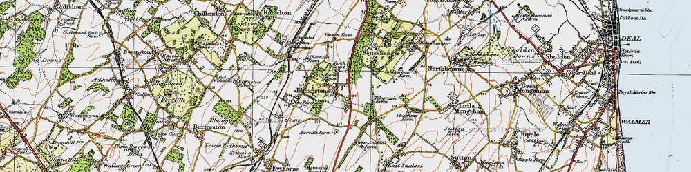 Old map of Tilmanstone in 1920