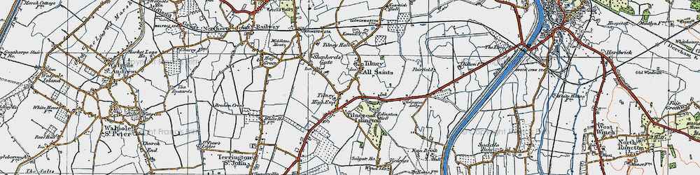 Old map of Tilney All Saints in 1922