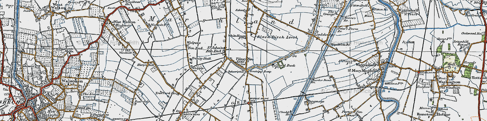 Old map of Tilney Fen End in 1922