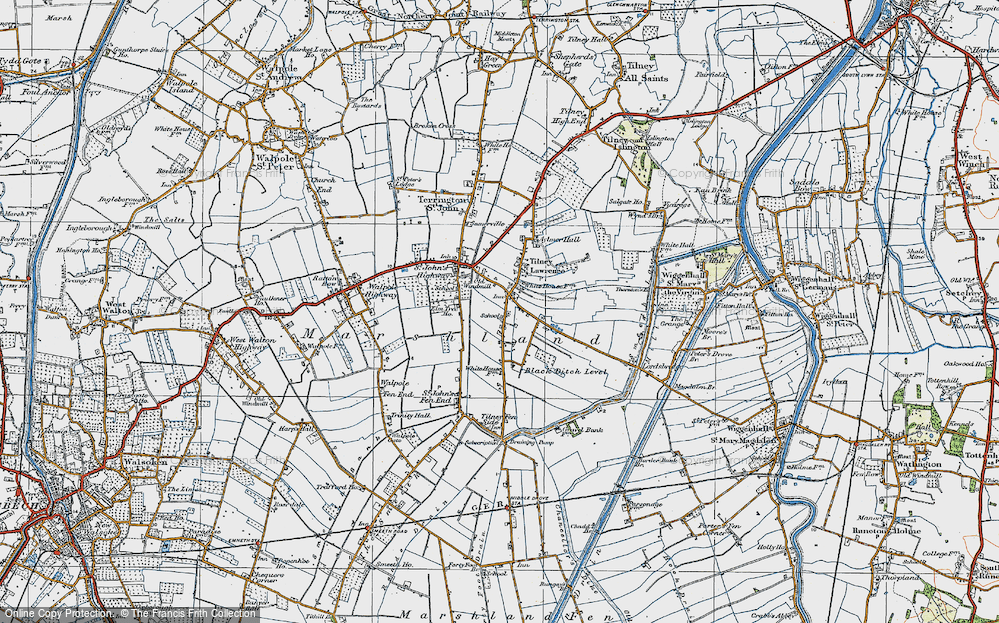 Old Map of Tilney St Lawrence, 1922 in 1922