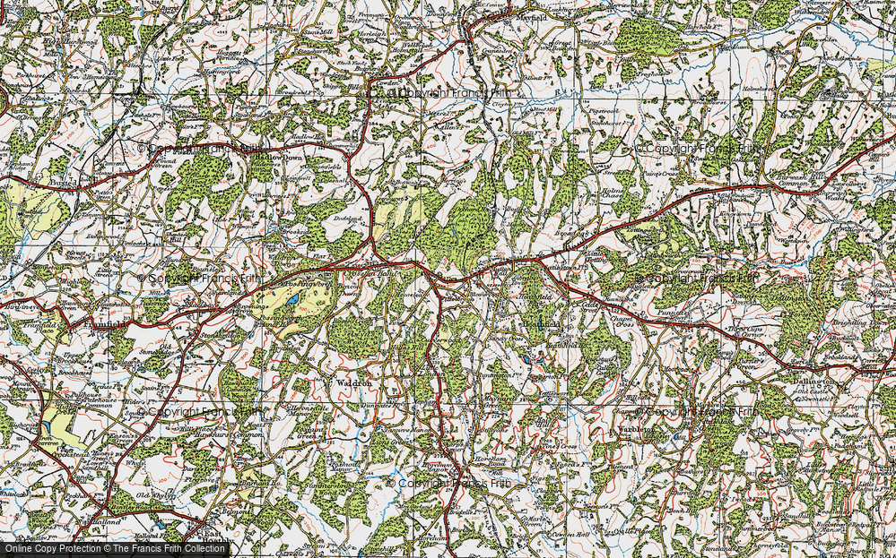 Old Map of Historic Map covering Tinkers Hatch in 1920