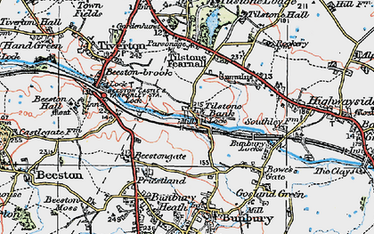 Old map of Tilstone Bank in 1923