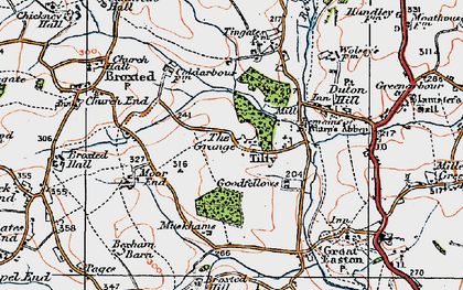 Old map of Tingates in 1919
