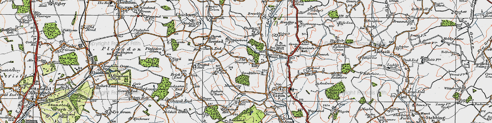 Old map of Tingates in 1919