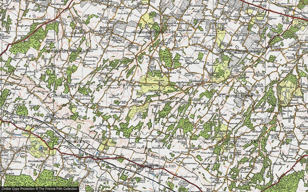 Old Map of Historic Map covering Ashdown Hill in 1921
