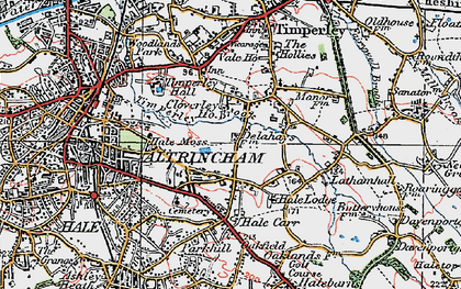 Old map of Timperley Brook in 1923