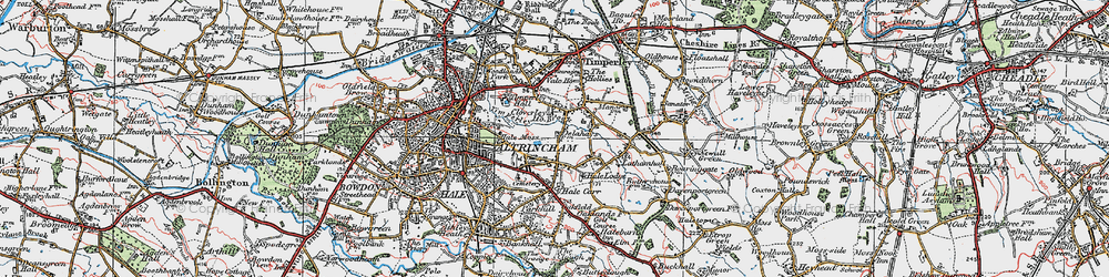 Old map of Timperley Brook in 1923
