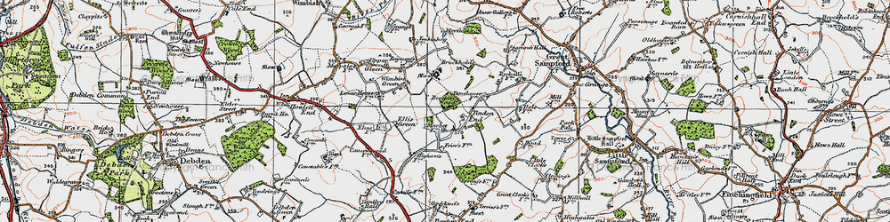 Old map of Tindon End in 1920