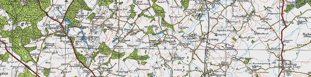 Old map of Tingrith in 1919