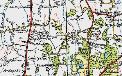 Old map of Tinsley Green in 1920