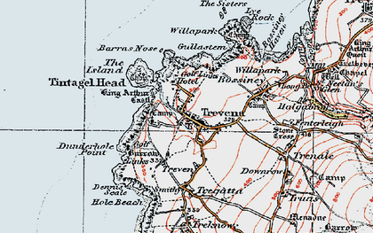 Old map of Tintagel Head in 1919