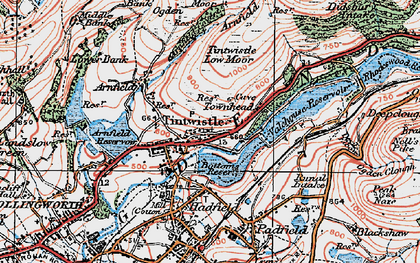 Old map of Arnfield Flats in 1924