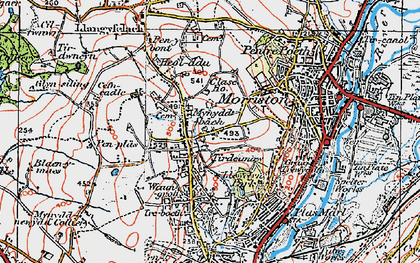 Old map of Tirdeunaw in 1923