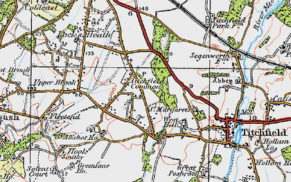 Old map of Titchfield Common in 1919