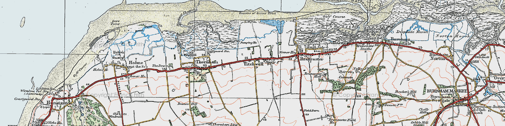 Old map of Titchwell in 1921