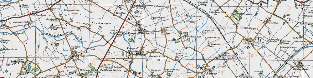 Old map of Tithby in 1921