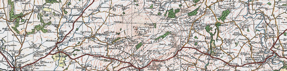 Old map of Titterstone Clee Hill in 1921