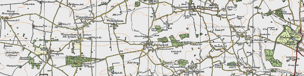 Old map of Tittleshall in 1921