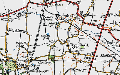 Old map of Tivetshall St Mary in 1921