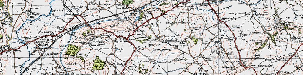 Old map of Tockenham in 1919
